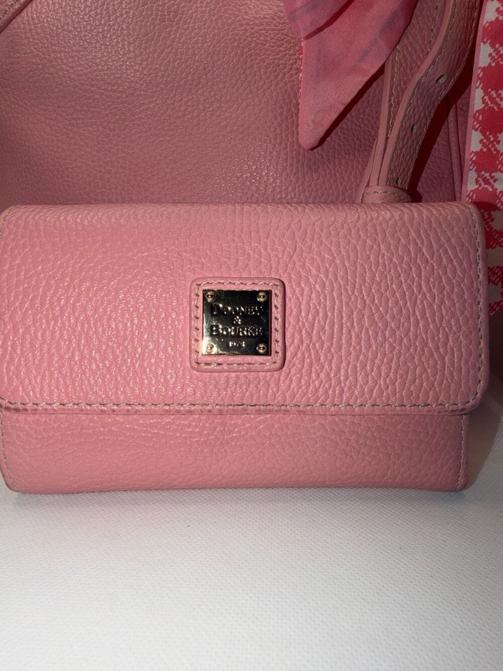 Dooney & Bourke Pink Pebbled Leather Wristlet Wallet